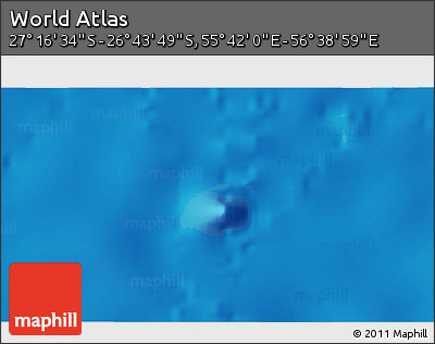 Physical 3D Map of the Area around 27° 0' 12" S, 56° 10' 29" E