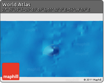 Physical 3D Map of the Area around 27° 0' 12" S, 56° 10' 29" E