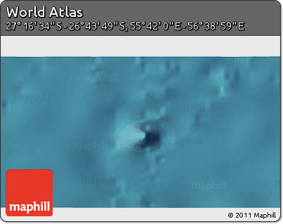 Satellite 3D Map of the Area around 27° 0' 12" S, 56° 10' 29" E