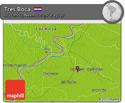Physical 3D Map of Tres Boca