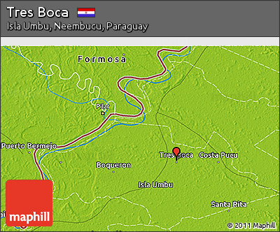 Physical 3D Map of Tres Boca