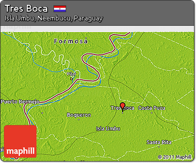 Physical 3D Map of Tres Boca