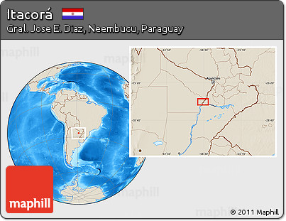 Shaded Relief Location Map of Itacorá