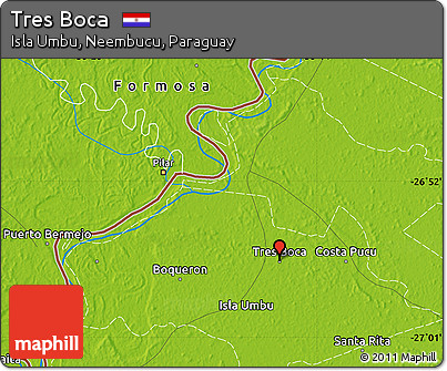 Physical Map of Tres Boca