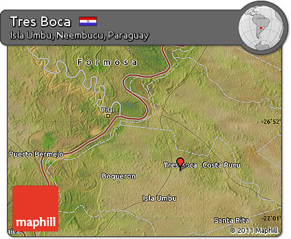 Satellite Map of Tres Boca
