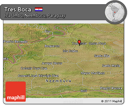 Satellite Panoramic Map of Tres Boca