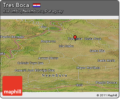 Satellite Panoramic Map of Tres Boca