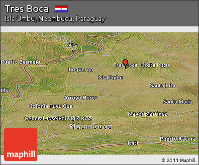 Satellite Panoramic Map of Tres Boca