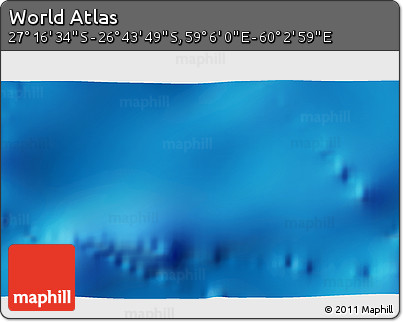 Physical 3D Map of the Area around 27° 0' 12" S, 59° 34' 30" E