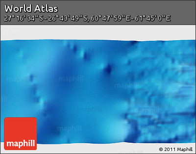 Physical 3D Map of the Area around 27° 0' 12" S, 61° 16' 29" E