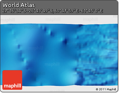 Physical 3D Map of the Area around 27° 0' 12" S, 61° 16' 29" E