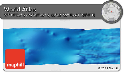 Physical Panoramic Map of the Area around 27° 0' 12" S, 61° 16' 29" E