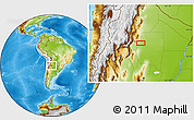 Physical Location Map of the area around 27° 0' 12" S, 64° 31' 30" W