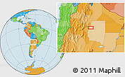 Political Location Map of the area around 27° 0' 12" S, 64° 31' 30" W