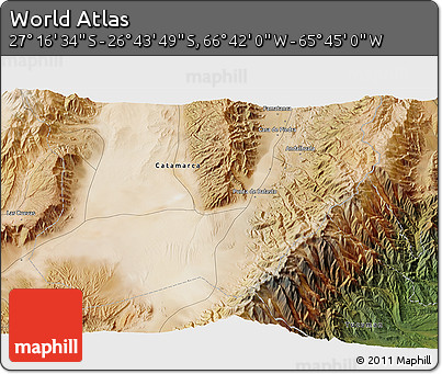 Satellite 3D Map of the Area around 27° 0' 12" S, 66° 13' 29" W