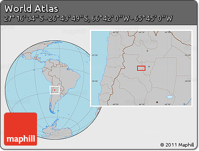 Gray Location Map of the Area around 27° 0' 12" S, 66° 13' 29" W