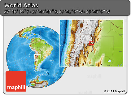 Physical Location Map of the Area around 27° 0' 12" S, 66° 13' 29" W