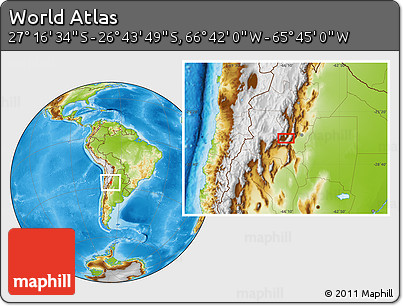 Physical Location Map of the Area around 27° 0' 12" S, 66° 13' 29" W