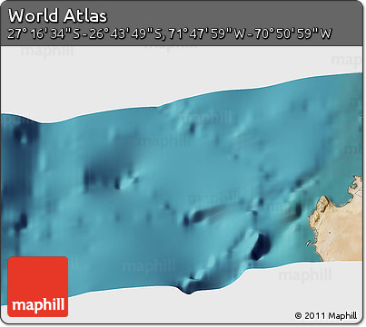 Satellite 3D Map of the Area around 27° 0' 12" S, 71° 19' 29" W