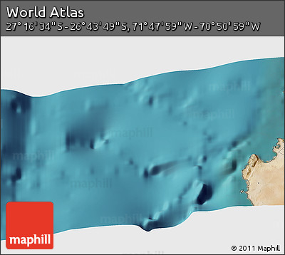 Satellite 3D Map of the Area around 27° 0' 12" S, 71° 19' 29" W