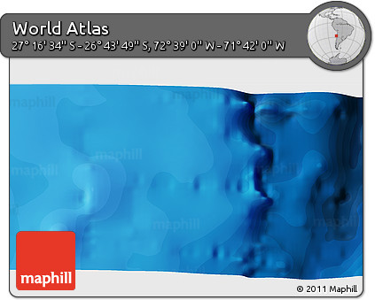 Political 3D Map of the Area around 27° 0' 12" S, 72° 10' 30" W