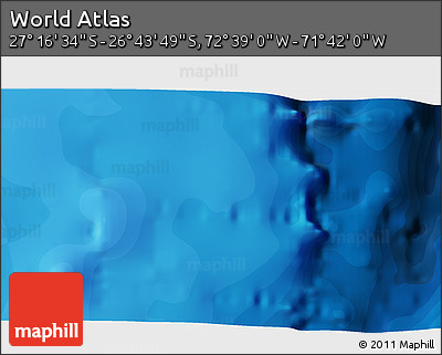 Political 3D Map of the Area around 27° 0' 12" S, 72° 10' 30" W