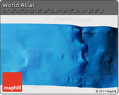 Political 3D Map of the Area around 27° 0' 12" S, 72° 10' 30" W