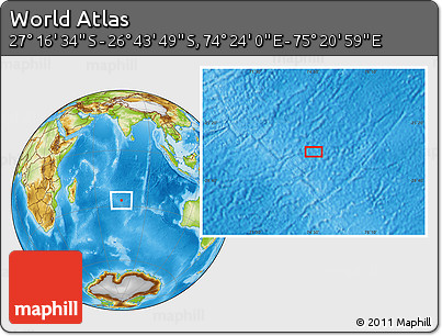 Physical Location Map of the Area around 27° 0' 12" S, 74° 52' 30" E