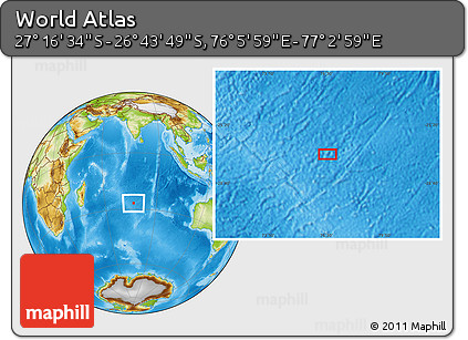 Physical Location Map of the Area around 27° 0' 12" S, 76° 34' 29" E