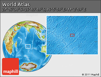 Physical Location Map of the Area around 27° 0' 12" S, 76° 34' 29" E