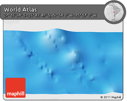 Physical 3D Map of the Area around 27° 0' 12" S, 76° 25' 30" W