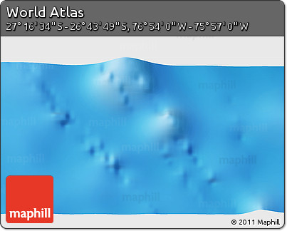 Physical 3D Map of the Area around 27° 0' 12" S, 76° 25' 30" W