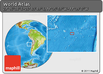 Physical Location Map of the Area around 27° 0' 12" S, 78° 7' 30" W