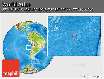Physical Location Map of the Area around 27° 0' 12" S, 78° 7' 30" W