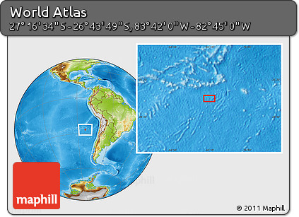 Physical Location Map of the Area around 27° 0' 12" S, 83° 13' 29" W