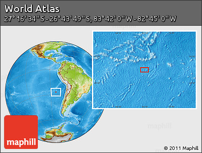 Physical Location Map of the Area around 27° 0' 12" S, 83° 13' 29" W