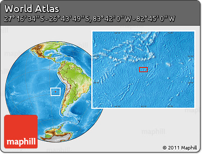 Physical Location Map of the Area around 27° 0' 12" S, 83° 13' 29" W