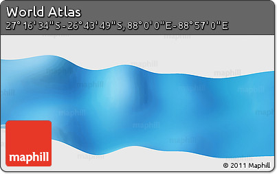 Physical Panoramic Map of the Area around 27° 0' 12" S, 88° 28' 29" E