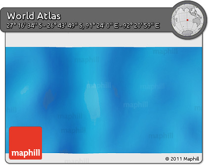 Physical 3D Map of the Area around 27° 0' 12" S, 91° 52' 30" E