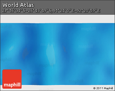 Physical 3D Map of the Area around 27° 0' 12" S, 91° 52' 30" E
