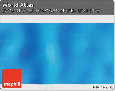 Physical 3D Map of the Area around 27° 0' 12" S, 91° 52' 30" E