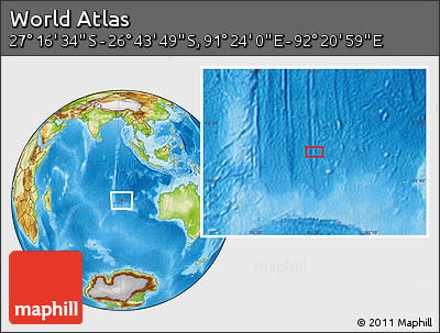 Physical Location Map of the Area around 27° 0' 12" S, 91° 52' 30" E