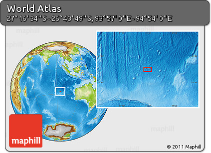 Physical Location Map of the Area around 27° 0' 12" S, 94° 25' 30" E