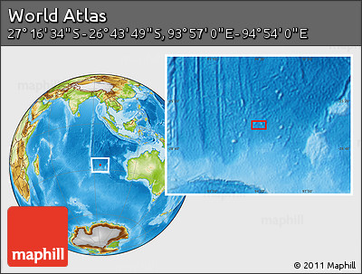 Physical Location Map of the Area around 27° 0' 12" S, 94° 25' 30" E