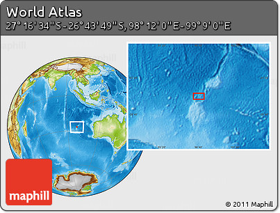 Physical Location Map of the Area around 27° 0' 12" S, 98° 40' 30" E