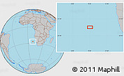 Gray Location Map of the area around 27° 0' 12" S, 9° 25' 30" E