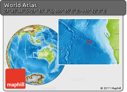 Physical Location Map of the Area around 27° 29' 28" S, 109° 43' 29" E