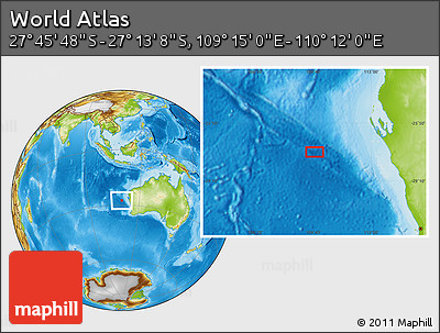 Physical Location Map of the Area around 27° 29' 28" S, 109° 43' 29" E
