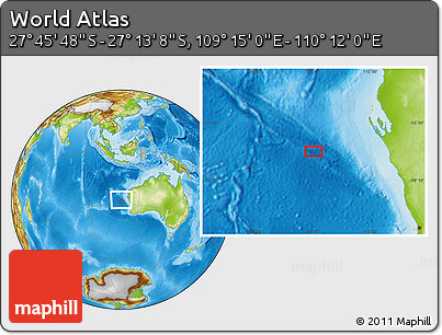 Physical Location Map of the Area around 27° 29' 28" S, 109° 43' 29" E