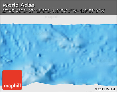 Physical 3D Map of the Area around 27° 29' 28" S, 110° 25' 30" W